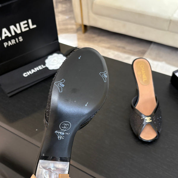 CC 26s Sandal 7cm Black Mesh Lambskin 700612