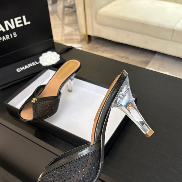 CC 26s Sandal 7cm Black Mesh Lambskin 700612