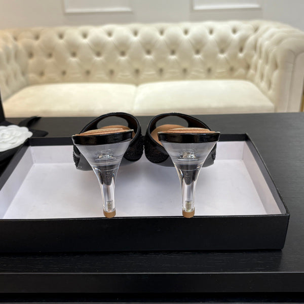 CC 26s Sandal 7cm Black Mesh Lambskin 700612