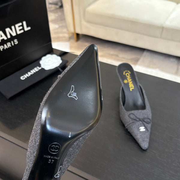 HIGH HEEL MULE 65 MM IN MOUSE GRAY FELT COTH