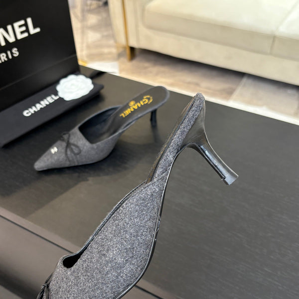 HIGH HEEL MULE 65 MM IN MOUSE GRAY FELT COTH