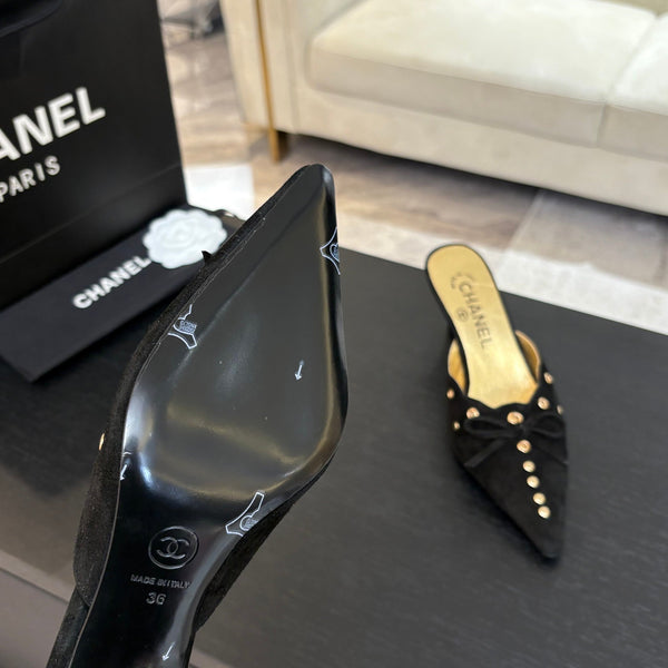 HIGH HEEL MULE 65 MM IN BLACK SUEDE