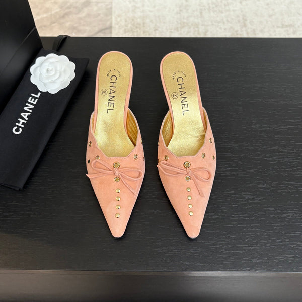 HIGH HEEL MULE 65 MM IN LIGHT PINK SUEDE