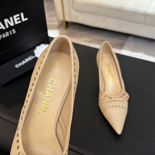 HIGH HEEL PUMP 65 MM IN FLAX YELLOW LAMBSKIN