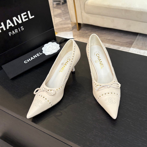 HIGH HEEL PUMP 65 MM IN WHITE CREAM LAMBSKIN