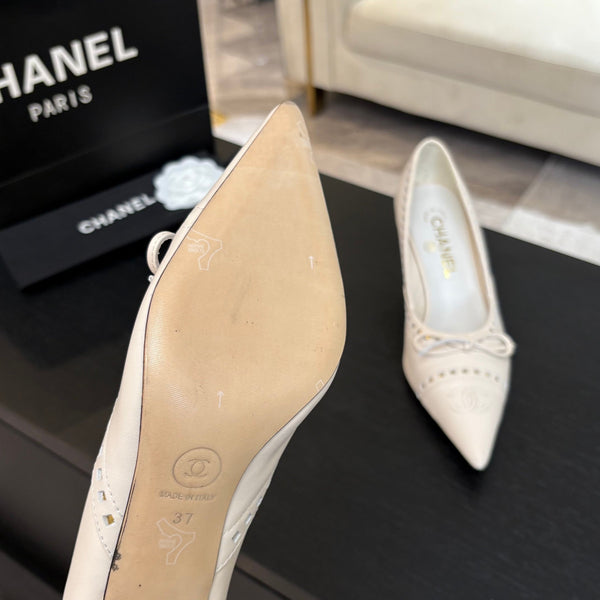 HIGH HEEL PUMP 65 MM IN WHITE CREAM LAMBSKIN