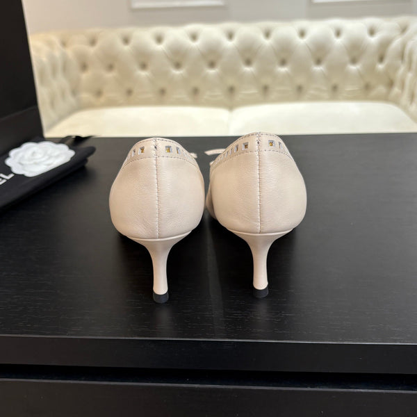 HIGH HEEL PUMP 65 MM IN WHITE CREAM LAMBSKIN
