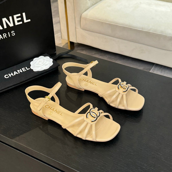 Sandalo CC 15mm in pelle di pecora color crema scuro 212923