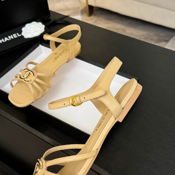 Sandalo CC 15mm in pelle di pecora color crema scuro 212923