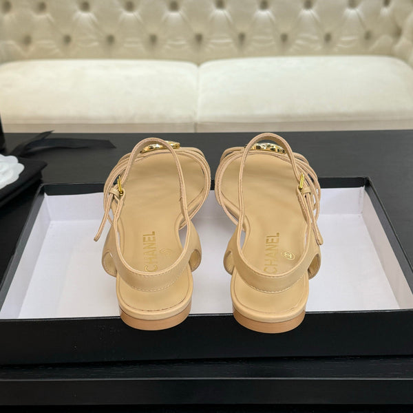 Sandalo CC 15mm in pelle di pecora color crema scuro 212923