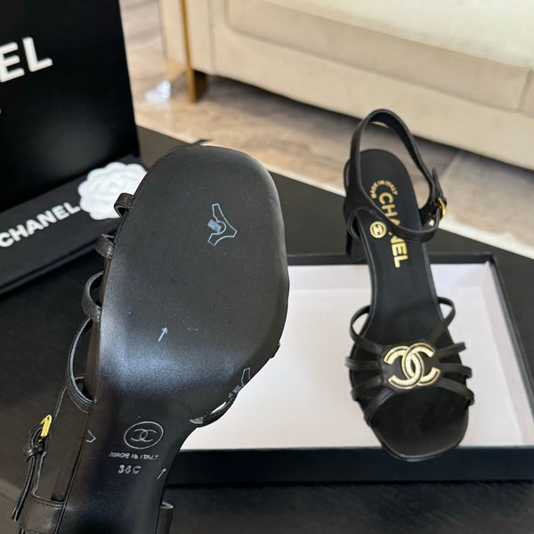 CC 85mm Sandal Black Sheepskin 212929