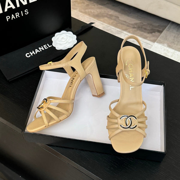 Sandalo CC 85mm in pelle di pecora color crema scuro 212931