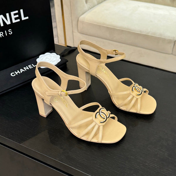 Sandalo CC 85mm in pelle di pecora color crema scuro 212931