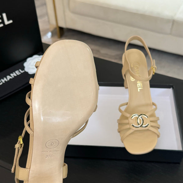 Sandalo CC 85mm in pelle di pecora color crema scuro 212931