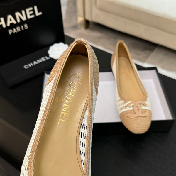 CC 25P Ballerina Bianca Beige Rafia Grande Logo