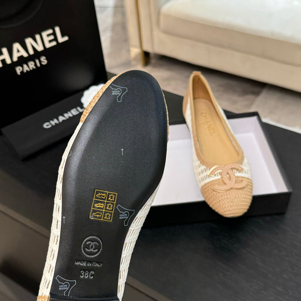 CC 25P Ballerina Bianca Beige Rafia Grande Logo
