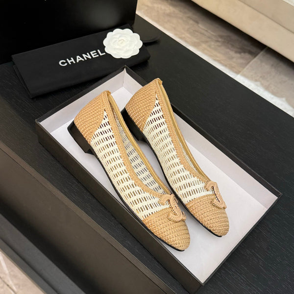 CC 25P Ballerina Bianca Beige Rafia Grande Logo