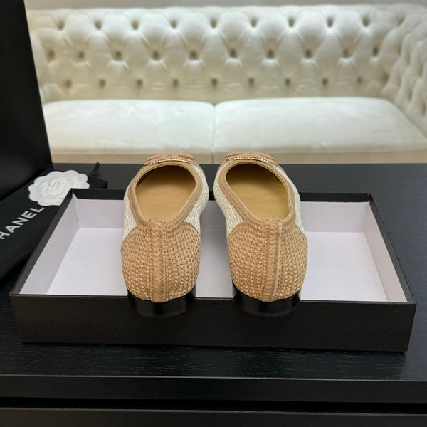 CC 25P Ballerina Bianca Beige Rafia Grande Logo