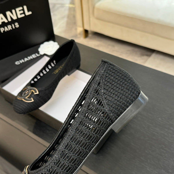 CC 25P Ballerina Nera Rafia Grande Logo