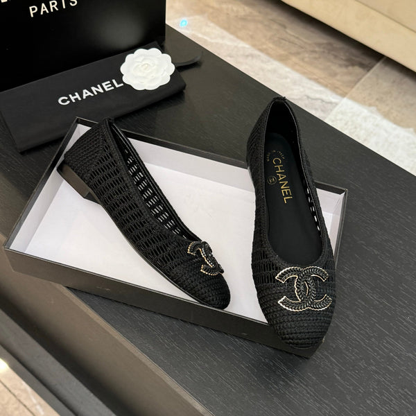 CC 25P Ballerina Nera Rafia Grande Logo