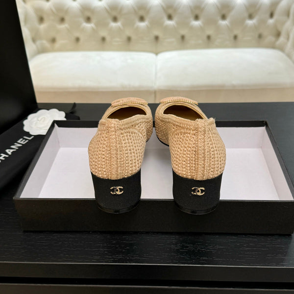 CC 25P Tacco da ballerina 50mm Rafia beige Logo grande