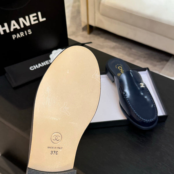 CC 25C Mule in pelle di vitello blu scuro