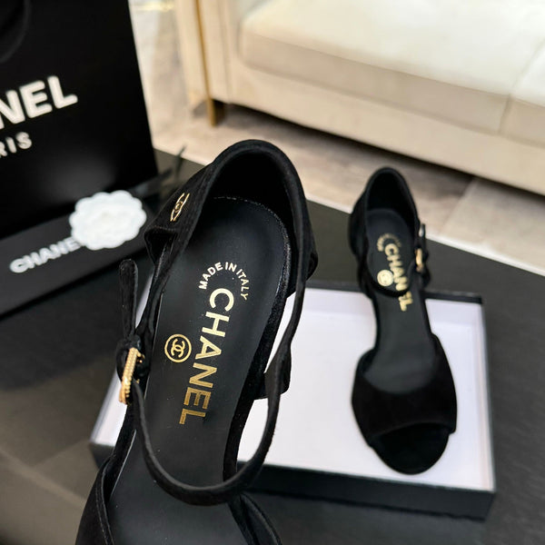 CC 25S Sandalo Tacco 85mm Camoscio Nero