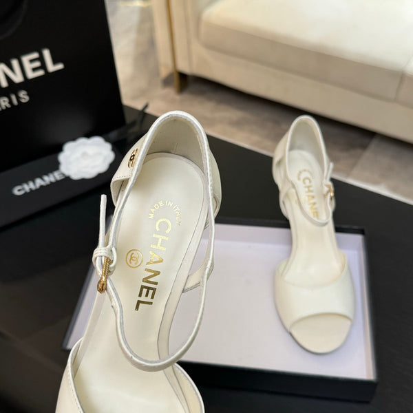 CC 25S Sandalo Tacco 85mm Pelle di Vitello Bianca