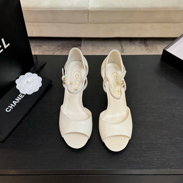 CC 25S Sandalo Tacco 85mm Pelle di Vitello Bianca