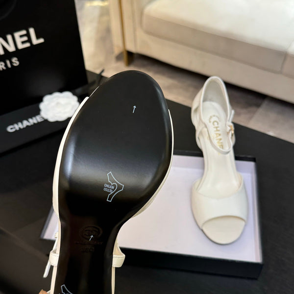 CC 25S Sandalo Tacco 85mm Pelle di Vitello Bianca