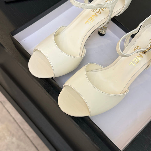 CC 25S Sandalo Tacco 85mm Pelle di Vitello Bianca