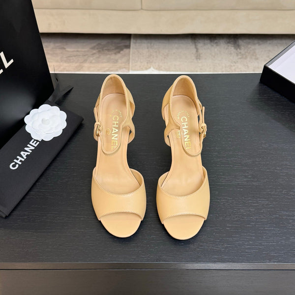 CC 25S Sandalo Tacco 85mm Pelle di Vitello Beige