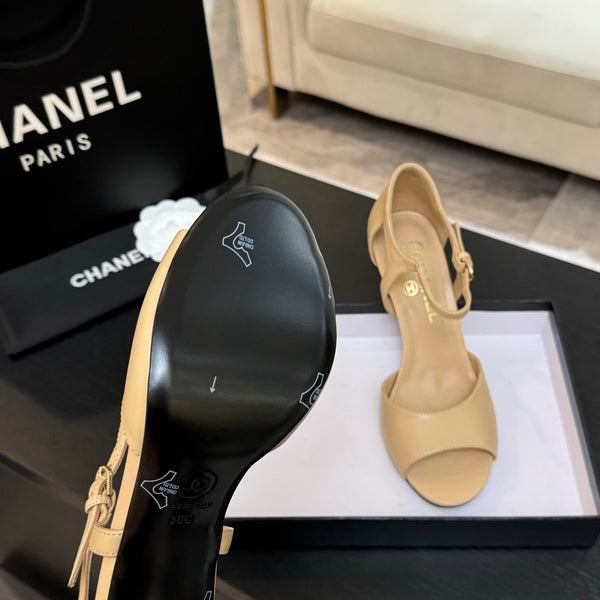 CC 25S Sandalo Tacco 85mm Pelle di Vitello Beige