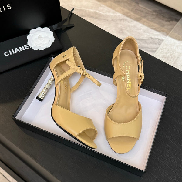 CC 25S Sandalo Tacco 85mm Pelle di Vitello Beige