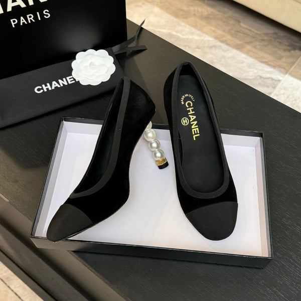 CC 25S Pump 85mm Nero Suede Grosgrain