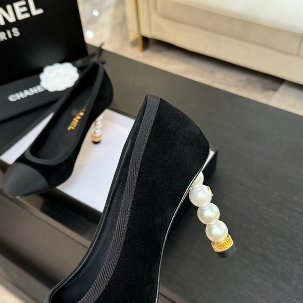 CC 25S Pump 85mm Nero Suede Grosgrain