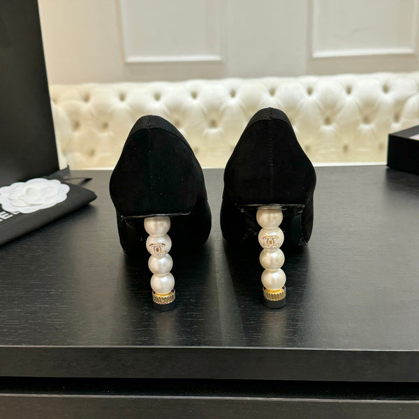 CC 25S Pump 85mm Nero Suede Grosgrain