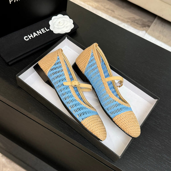 CC 25P Mary Jane 15mm Beige Blue Raffia 373782