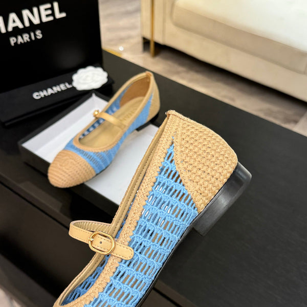 CC 25P Mary Jane 15mm Beige Blue Raffia 373782