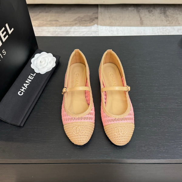 CC 25P Mary Jane 15mm Beige Pink Raffia 373784