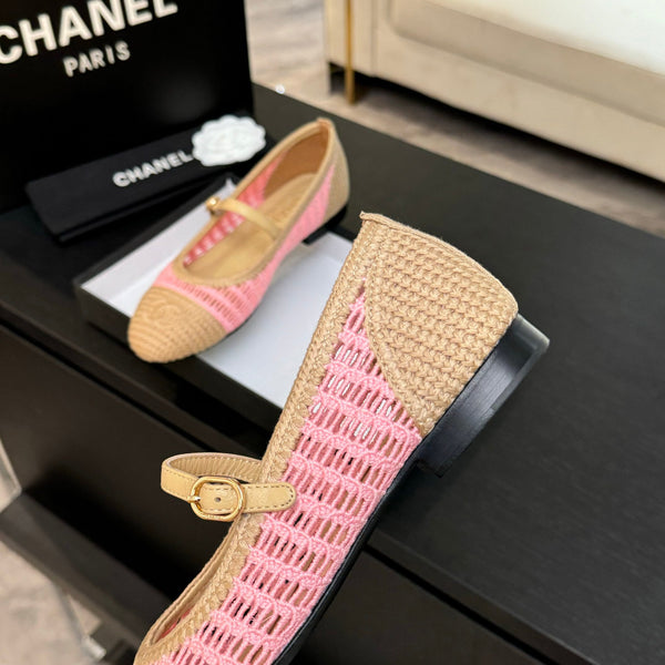 CC 25P Mary Jane 15mm Beige Pink Raffia 373784