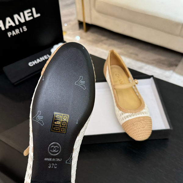 CC 25P Mary Jane 15mm Beige White Raffia 373786