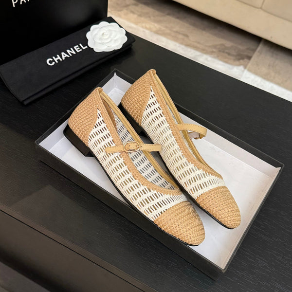 CC 25P Mary Jane 15mm Beige White Raffia 373786