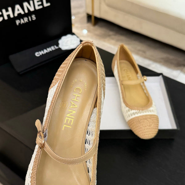 CC 25P Mary Jane 15mm Beige White Raffia 373786