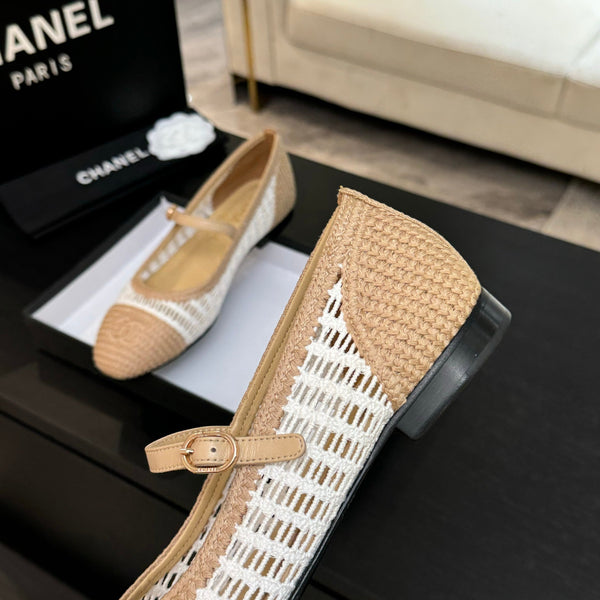 CC 25P Mary Jane 15mm Beige White Raffia 373786