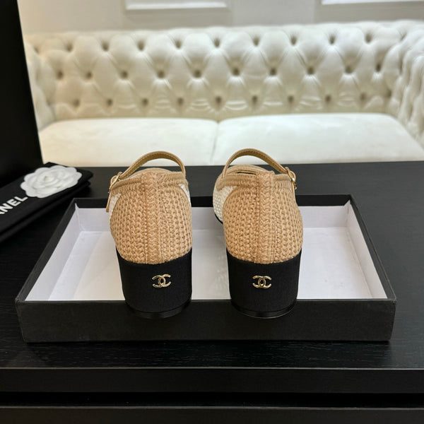 CC 25P Mary Jane 50mm Beige White Raffia 373790