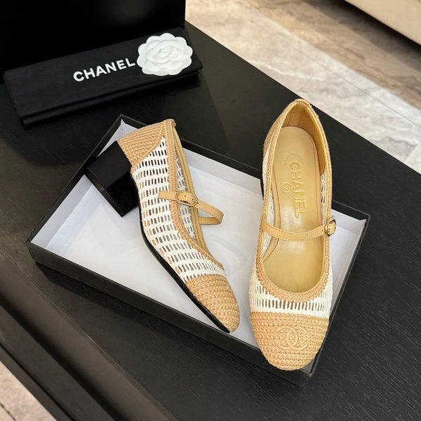CC 25P Mary Jane 50mm Beige White Raffia 373790