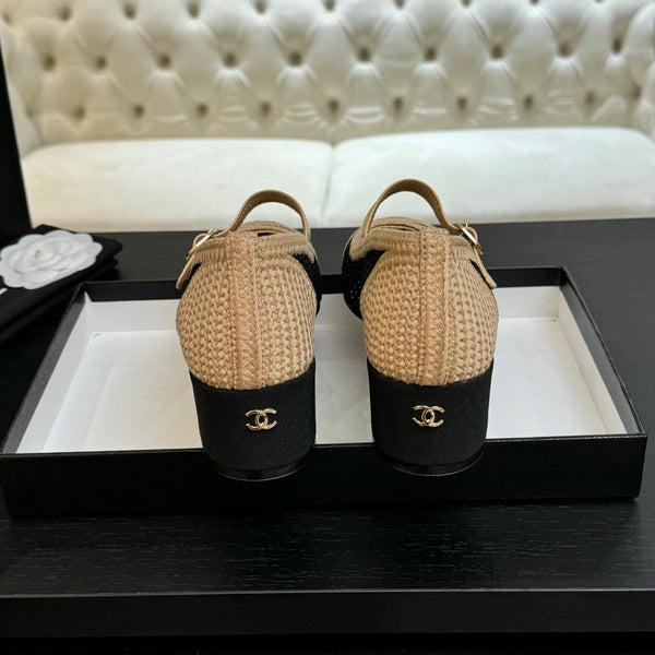 CC 25P Mary Jane 50mm Beige Nero Rafia 373791