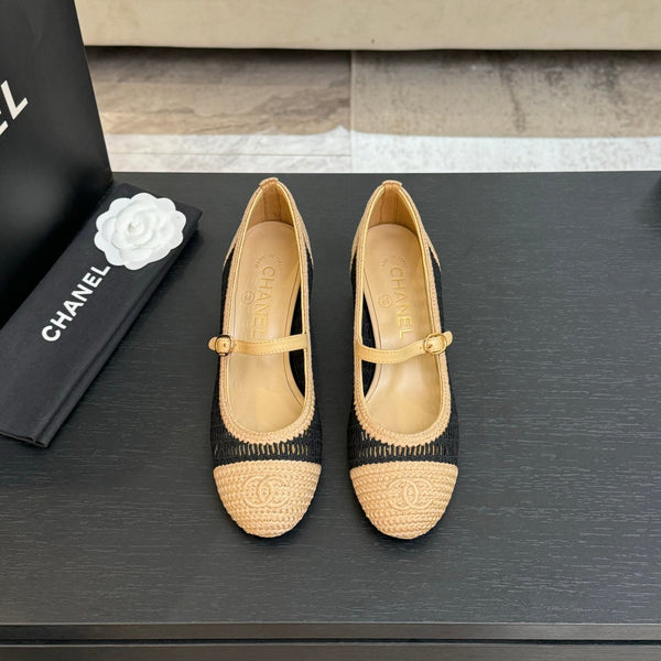 CC 25P Mary Jane 50mm Beige Nero Rafia 373791