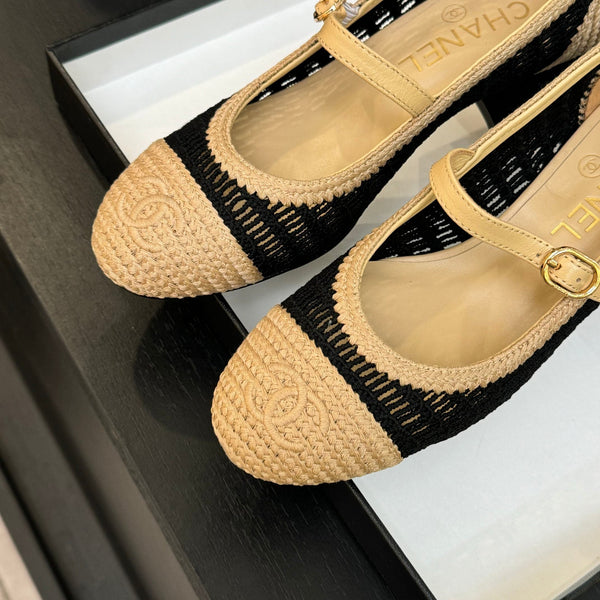 CC 25P Mary Jane 50mm Beige Nero Rafia 373791